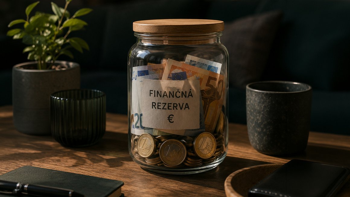 Myslite na finančnú rezervu ešte pred začiatkom jesene Nádoba s eurovými bankovkami a mincami určenými na vytváranie finančnej rezervy.