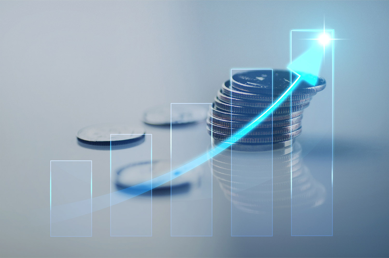 Mince a rastúci graf investičného výnosu